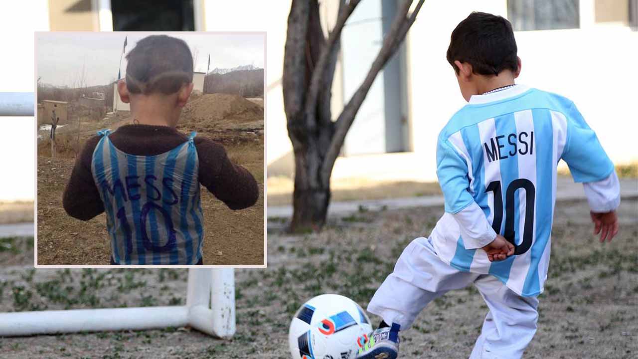 Goal! Lionel Messi replaces boy's plastic bag jersey